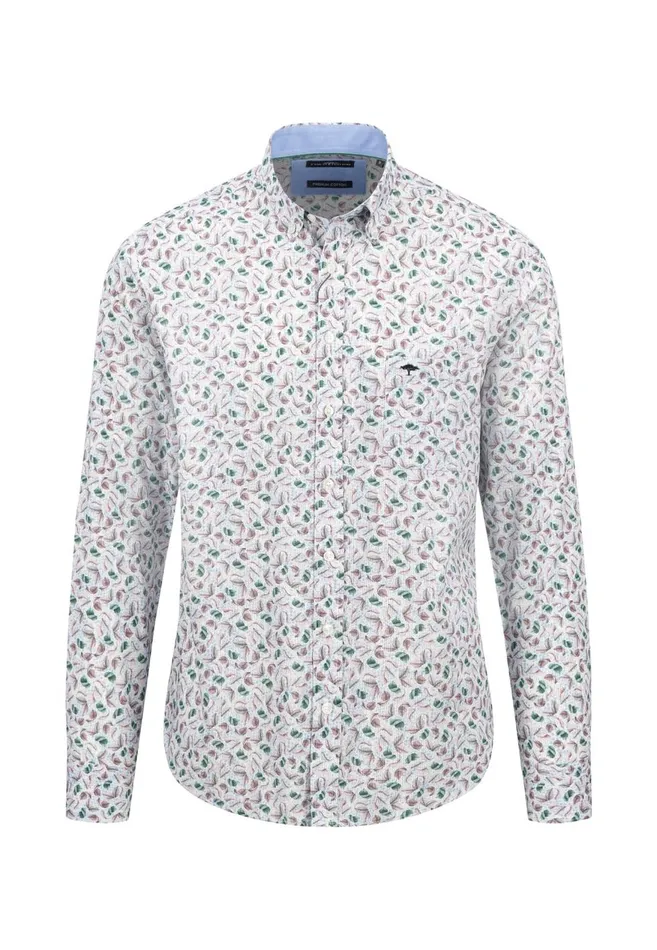 FYNCHHATTON Cotton Shirt With Flower Print Light Khakicloud Bluepale Blush Men Shirts