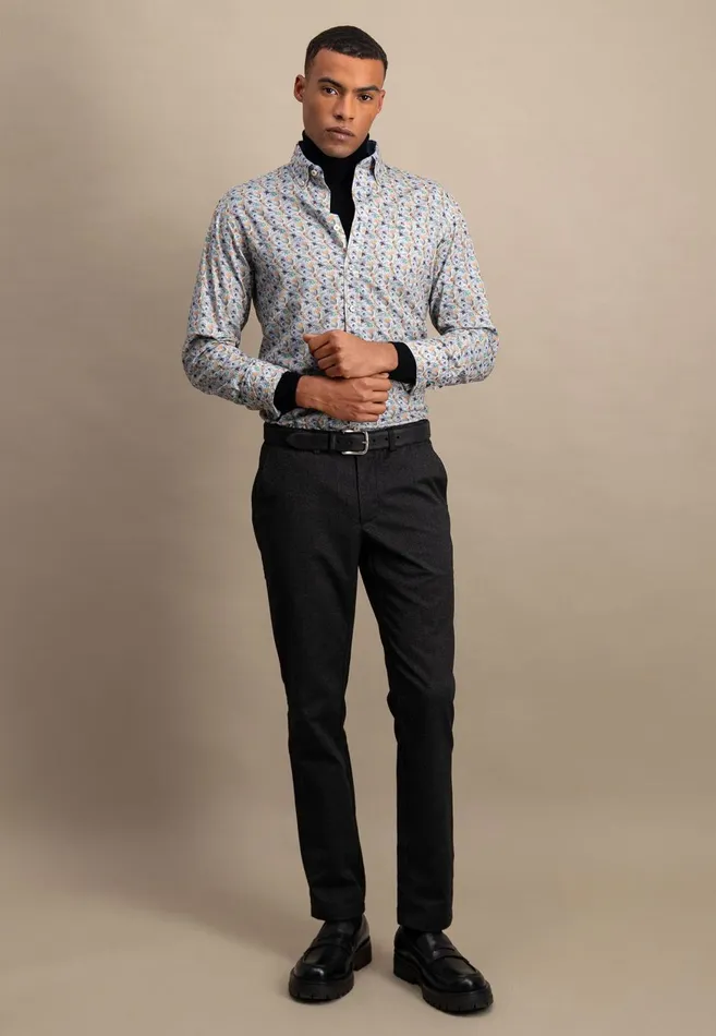 FYNCHHATTON Cotton Shirt With Flower Print Light Khakicloud Bluepale Blush Men Shirts