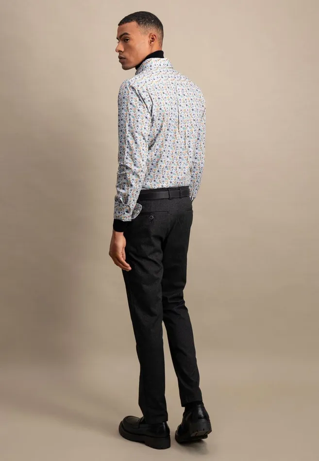 FYNCHHATTON Cotton Shirt With Flower Print Light Khakicloud Bluepale Blush Men Shirts