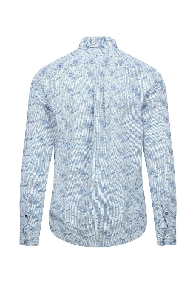 FYNCHHATTON Cotton Shirt With Flower Print Light Khakicloud Bluepale Blush Men Shirts