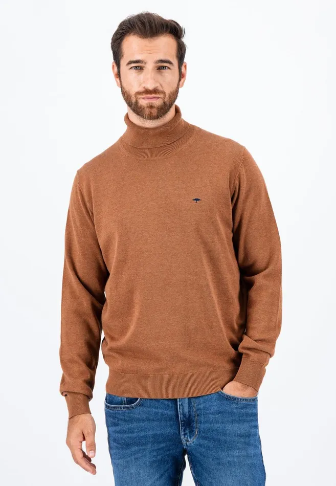 FYNCHHATTON Cotton Sweater With Turtleneck Hazelnavynightcharcoaldark Emerald Men Sweater