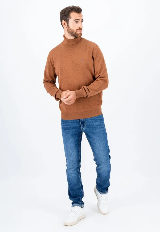 FYNCHHATTON Cotton Sweater With Turtleneck Hazelnavynightcharcoaldark Emerald Men Sweater