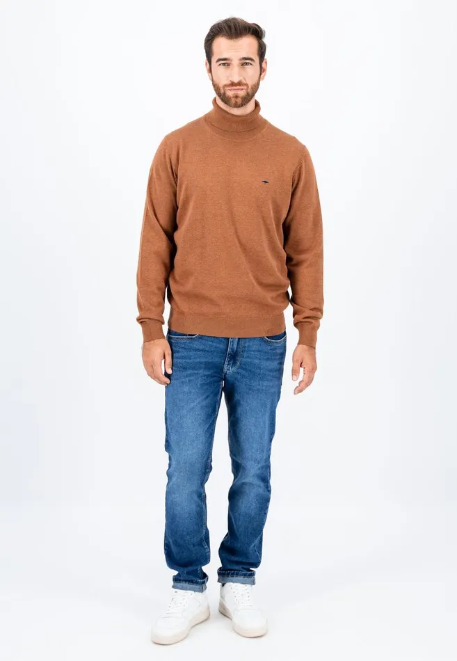 FYNCHHATTON Cotton Sweater With Turtleneck Hazelnavynightcharcoaldark Emerald Men Sweater