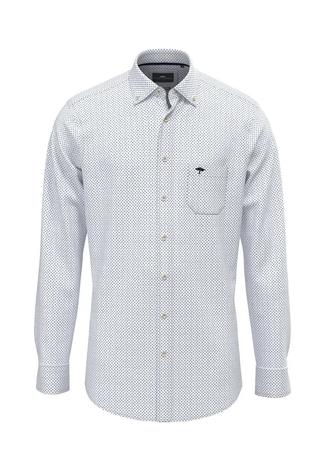 FYNCHHATTON Hirt Made Of 100 Cotton With Minimal Print Summer Breezestrong Bluenavywhite Men Shirts
