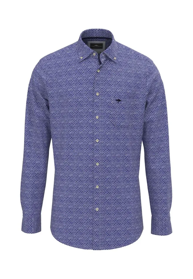 FYNCHHATTON Hirt Made Of 100 Cotton With Minimal Print Summer Breezestrong Bluenavywhite Men Shirts