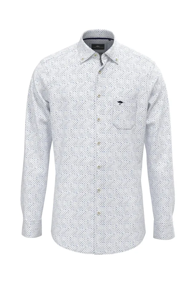 FYNCHHATTON Hirt Made Of 100 Cotton With Minimal Print Summer Breezestrong Bluenavywhite Men Shirts