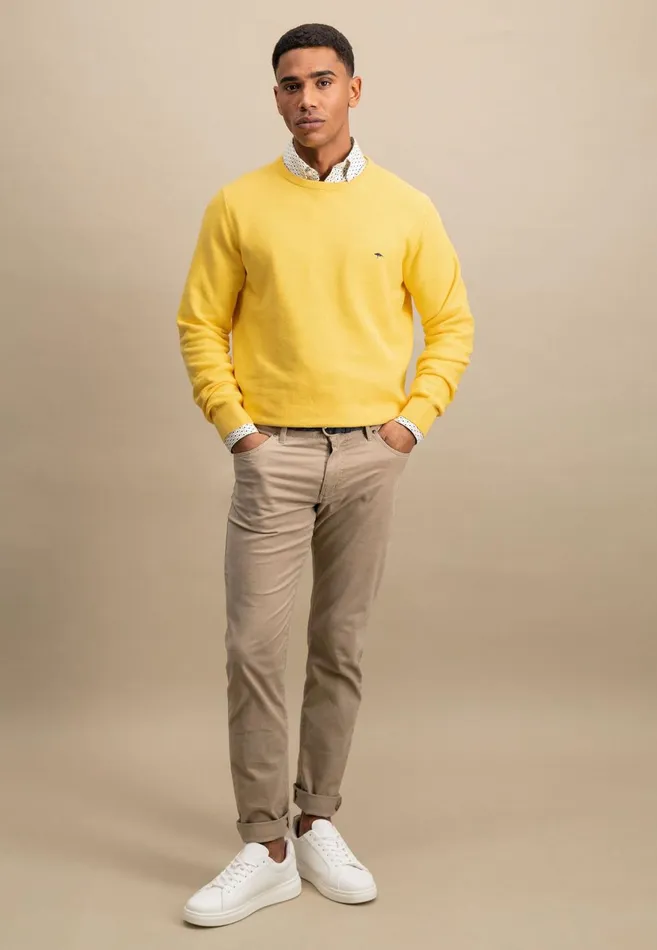 FYNCHHATTON Knitting Sweater Made Of 100 Cotton Vivid Yellownew Offwhiteturf Greensplashy Oceanstrong Bluenavypoppy Rednight Men Sweater