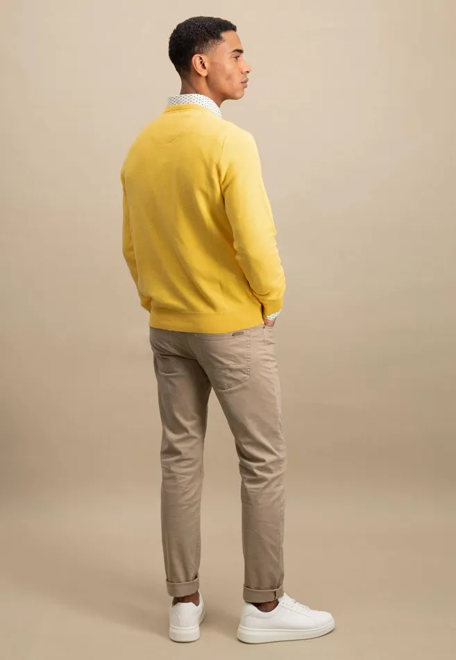 FYNCHHATTON Knitting Sweater Made Of 100 Cotton Vivid Yellownew Offwhiteturf Greensplashy Oceanstrong Bluenavypoppy Rednight Men Sweater