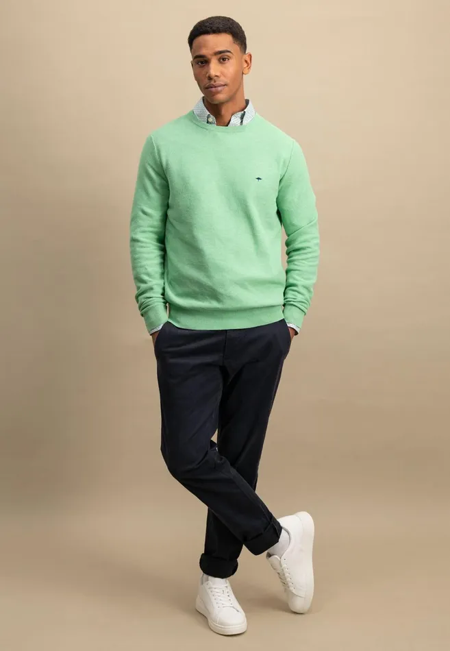 FYNCHHATTON Knitting Sweater Made Of 100 Cotton Vivid Yellownew Offwhiteturf Greensplashy Oceanstrong Bluenavypoppy Rednight Men Sweater