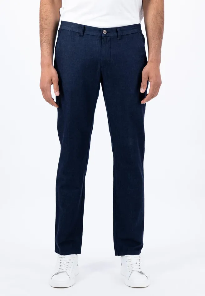 FYNCHHATTON Light Chino Pants Made Of Linen Cotton Mix Dark Navystone Men Sale
