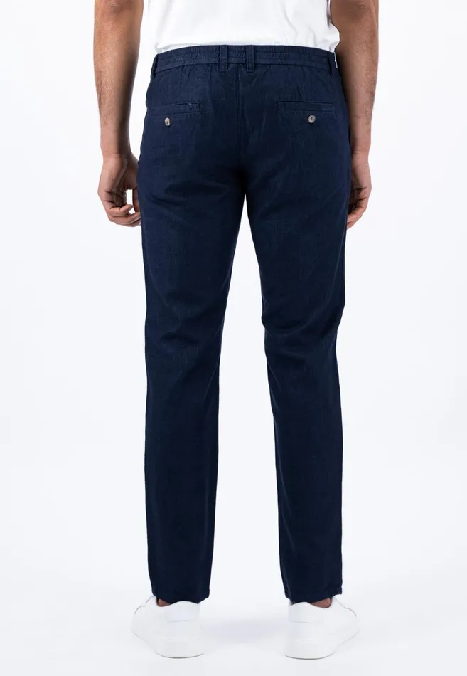FYNCHHATTON Light Chino Pants Made Of Linen Cotton Mix Dark Navystone Men Sale