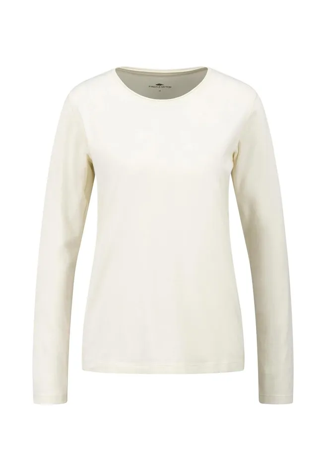 FYNCHHATTON Longsleeved Shirt Made Of Cotton Mix With A Circular Neckline Milkblack Women Tshirts