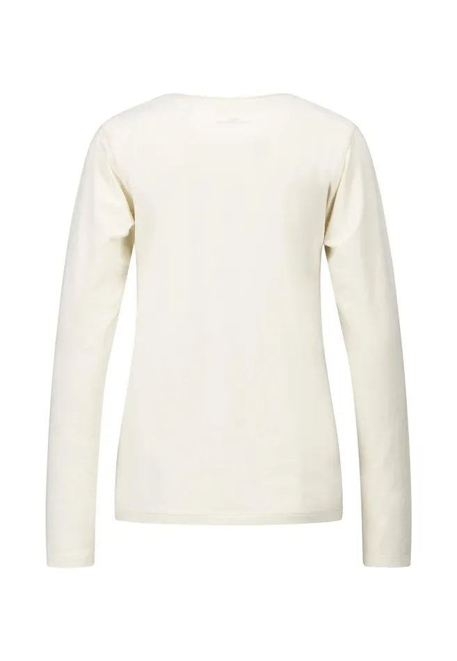 FYNCHHATTON Longsleeved Shirt Made Of Cotton Mix With A Circular Neckline Milkblack Women Tshirts