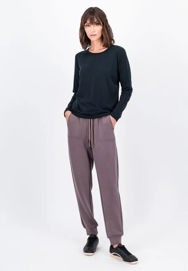 FYNCHHATTON Longsleeved Shirt Made Of Cotton Mix With A Circular Neckline Milkblack Women Tshirts