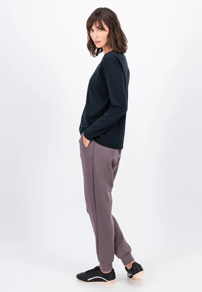 FYNCHHATTON Longsleeved Shirt Made Of Cotton Mix With A Circular Neckline Milkblack Women Tshirts