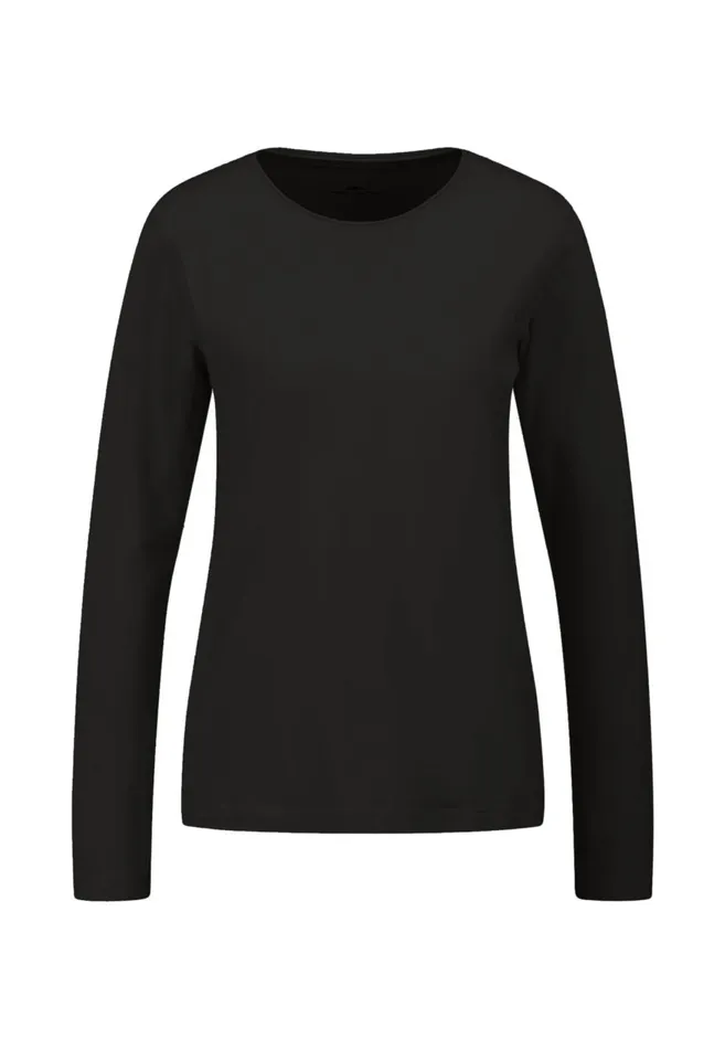 FYNCHHATTON Longsleeved Shirt Made Of Cotton Mix With A Circular Neckline Milkblack Women Tshirts