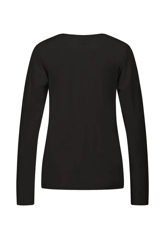 FYNCHHATTON Longsleeved Shirt Made Of Cotton Mix With A Circular Neckline Milkblack Women Tshirts