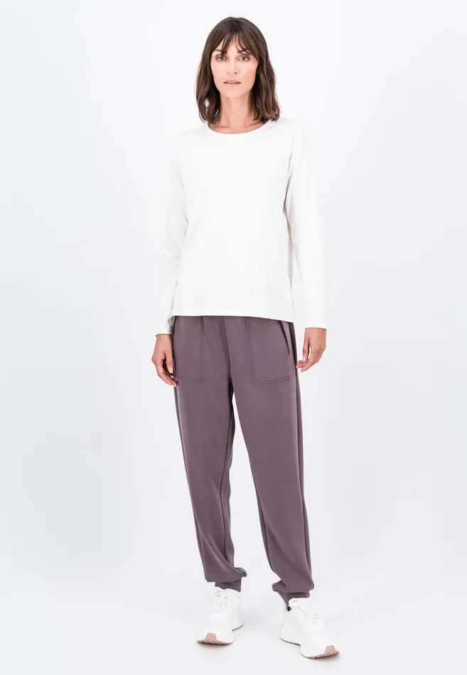 FYNCHHATTON Longsleeved Shirt Made Of Cotton Mix With A Circular Neckline Milkblack Women Tshirts