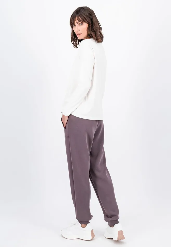 FYNCHHATTON Longsleeved Shirt Made Of Cotton Mix With A Circular Neckline Milkblack Women Tshirts