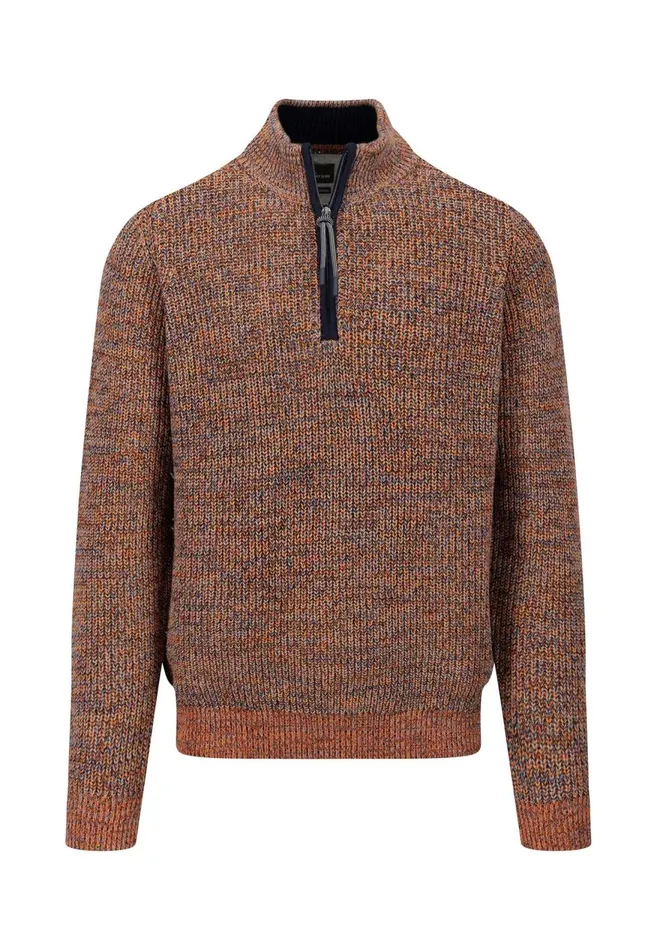 FYNCHHATTON Moulin Knit Sweater With A Troyer Collar Flamedark Tealruby Red Men Sweater