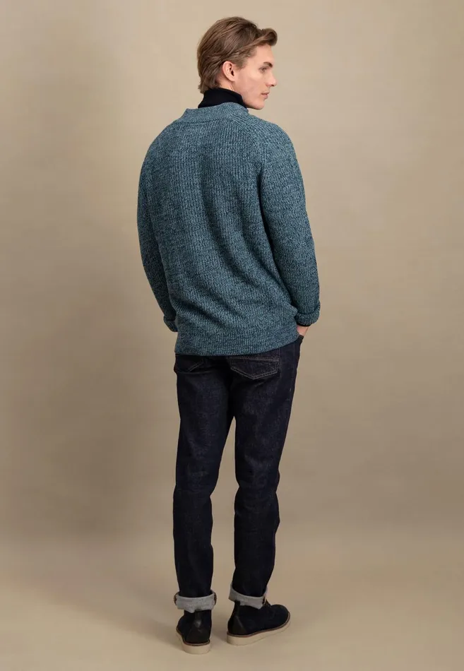 FYNCHHATTON Moulin Knit Sweater With A Troyer Collar Flamedark Tealruby Red Men Sweater