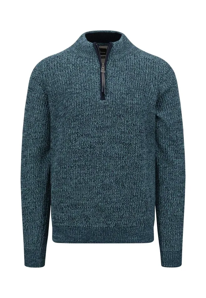 FYNCHHATTON Moulin Knit Sweater With A Troyer Collar Flamedark Tealruby Red Men Sweater