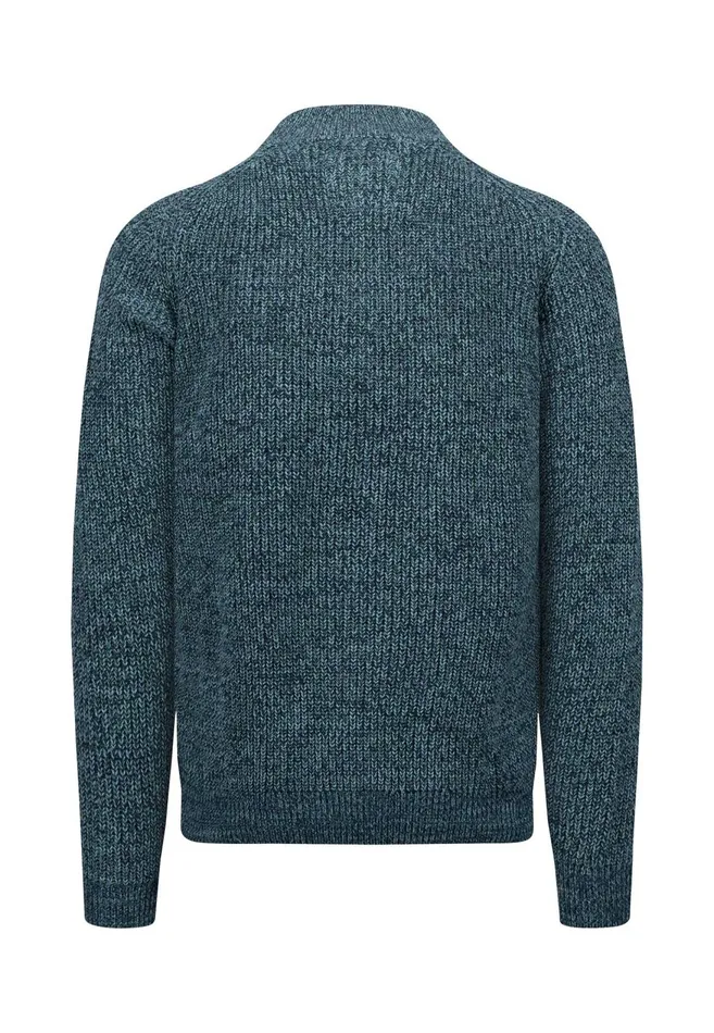 FYNCHHATTON Moulin Knit Sweater With A Troyer Collar Flamedark Tealruby Red Men Sweater