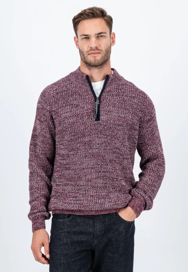 FYNCHHATTON Moulin Knit Sweater With A Troyer Collar Flamedark Tealruby Red Men Sweater