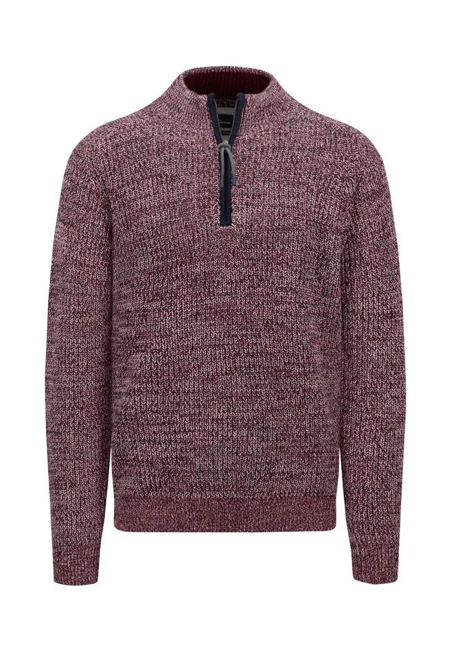 FYNCHHATTON Moulin Knit Sweater With A Troyer Collar Flamedark Tealruby Red Men Sweater