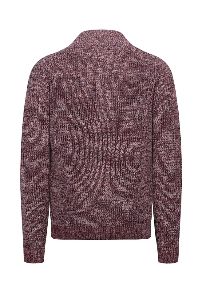 FYNCHHATTON Moulin Knit Sweater With A Troyer Collar Flamedark Tealruby Red Men Sweater