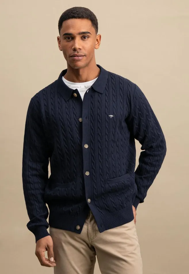 FYNCHHATTON Part Jacket With A Braid Pattern Navynew Offwhite Men Cardigan