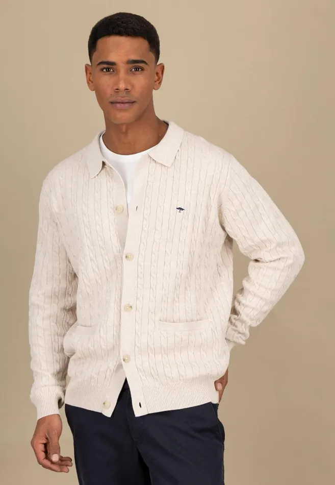 FYNCHHATTON Part Jacket With A Braid Pattern Navynew Offwhite Men Cardigan