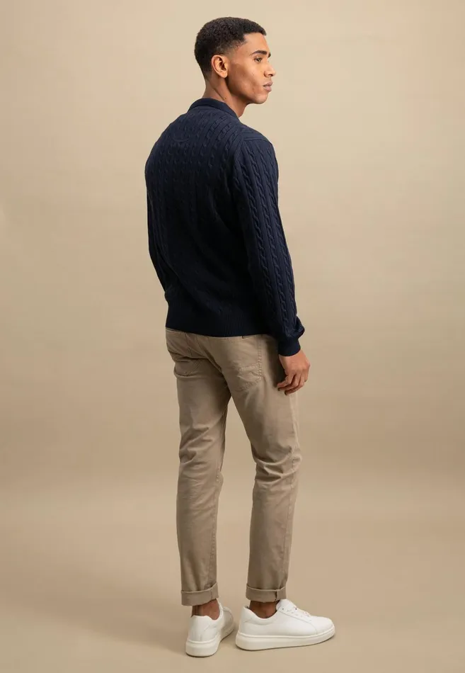 FYNCHHATTON Part Jacket With A Braid Pattern Navynew Offwhite Men Cardigan
