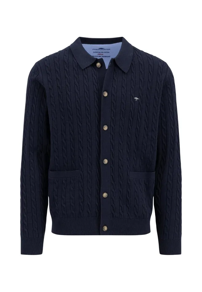 FYNCHHATTON Part Jacket With A Braid Pattern Navynew Offwhite Men Cardigan