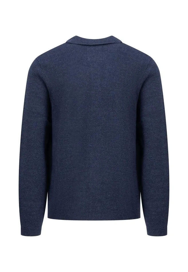 FYNCHHATTON Part Jacket With Buttons And Stand up Collar Navysteel Men Cardigan