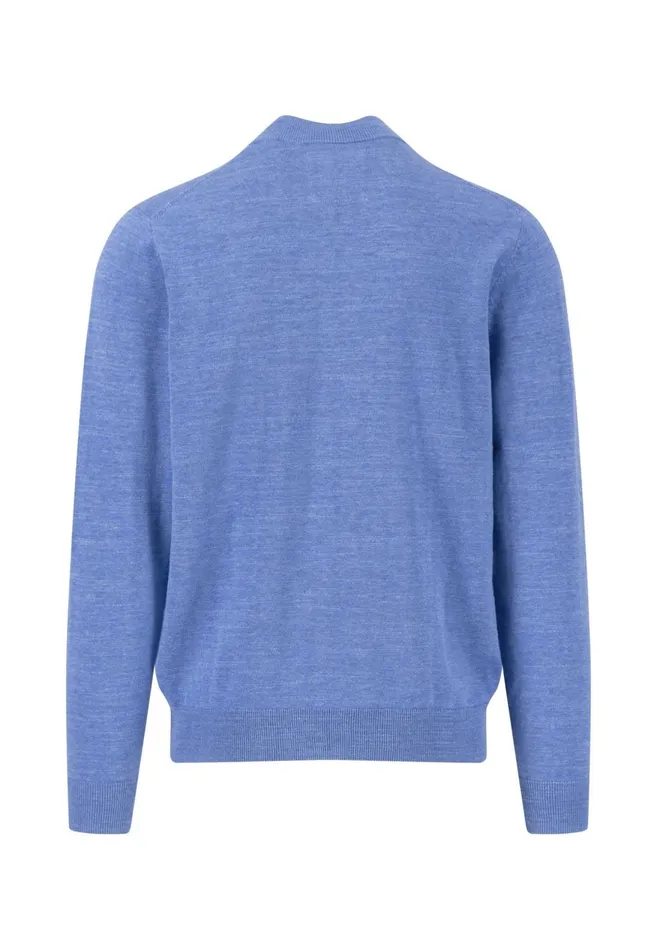 FYNCHHATTON Parting Jacket Made Of Cotton With Leather Cippers Strong Blue Men Cardigan