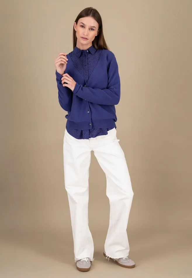 FYNCHHATTON Parting Jacket Made Of Cotton With Push Buttons Blue Purpleblack Women Cardigan
