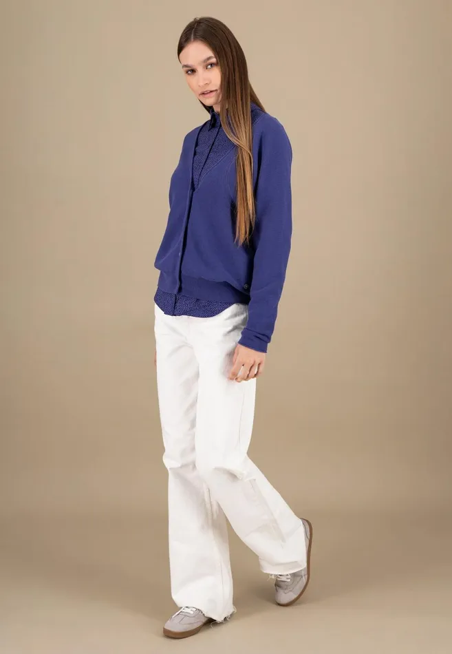 FYNCHHATTON Parting Jacket Made Of Cotton With Push Buttons Blue Purpleblack Women Cardigan