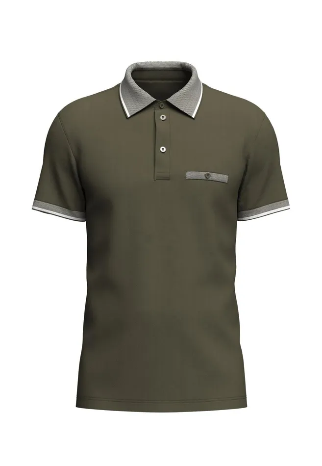 FYNCHHATTON Polo Shirt Made Of 100 Cotton With A Button Pocket Summer Breezenavydark Khaki Men Polo Shirt