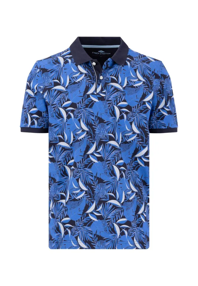 FYNCHHATTON Polo Shirt Made Of Cotton With Botanical All overprint Navywhite Men Polo Shirt FYNCHHATTON Polo Shirt Made Of Cotton With Botanical All overprint Navywhite Men Polo Shirt