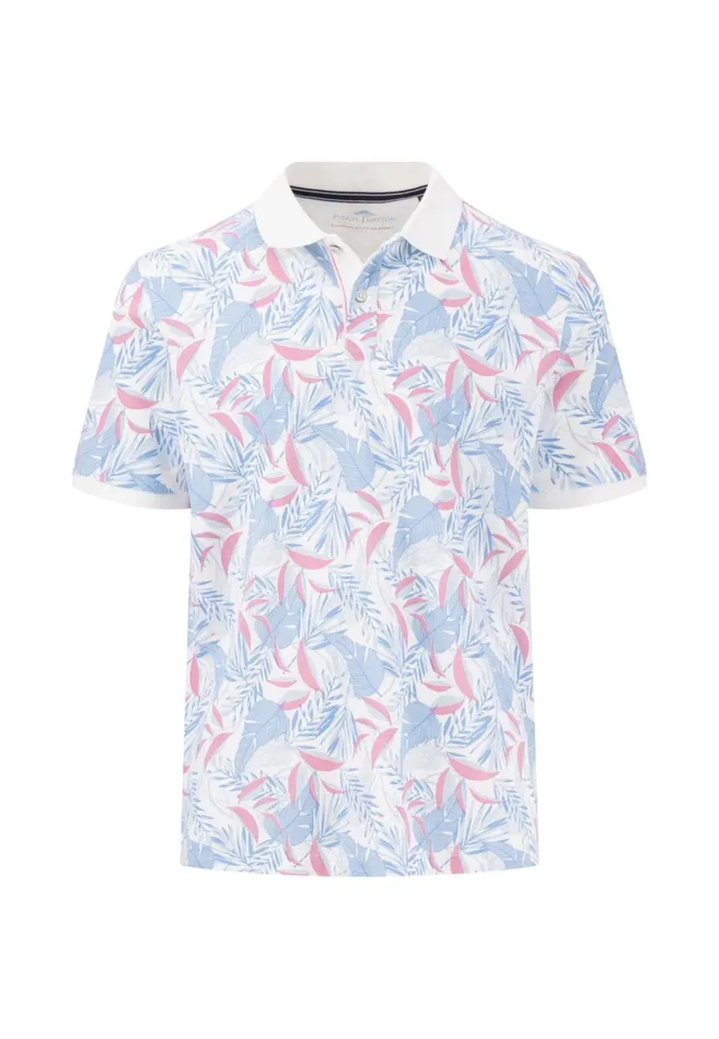 FYNCHHATTON Polo Shirt Made Of Cotton With Botanical All overprint Navywhite Men Polo Shirt