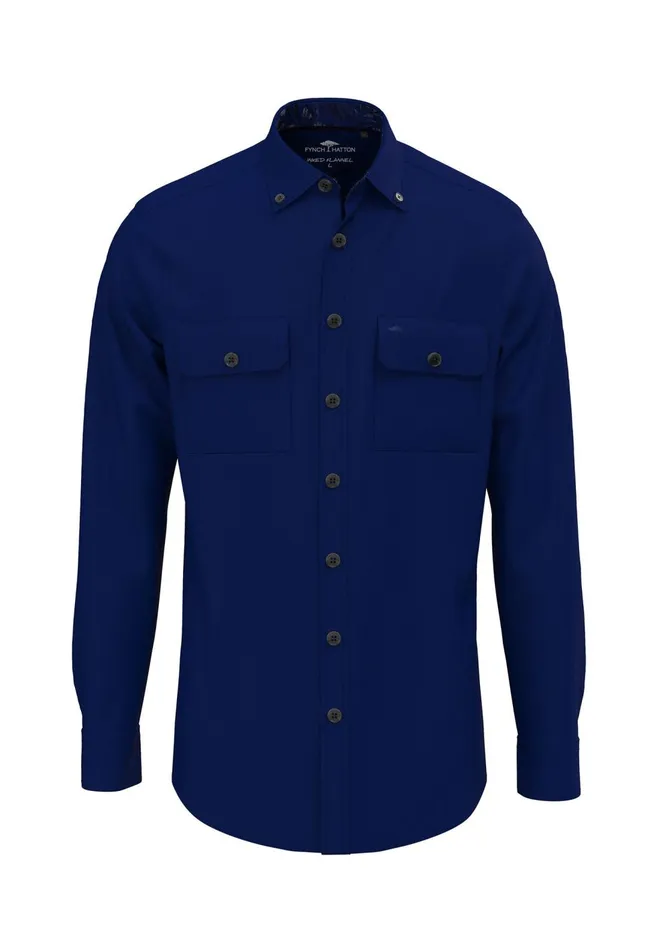 FYNCHHATTON Shirt With Buttondown Collar In Plain Colors Navyolivestone Men Shirts