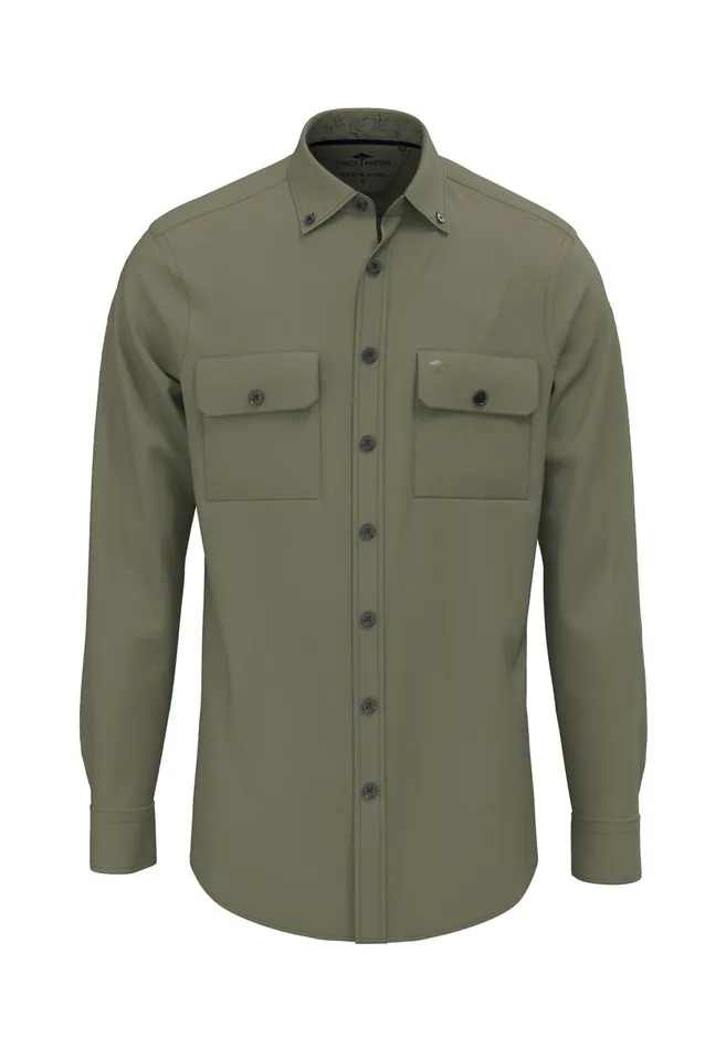 FYNCHHATTON Shirt With Buttondown Collar In Plain Colors Navyolivestone Men Shirts