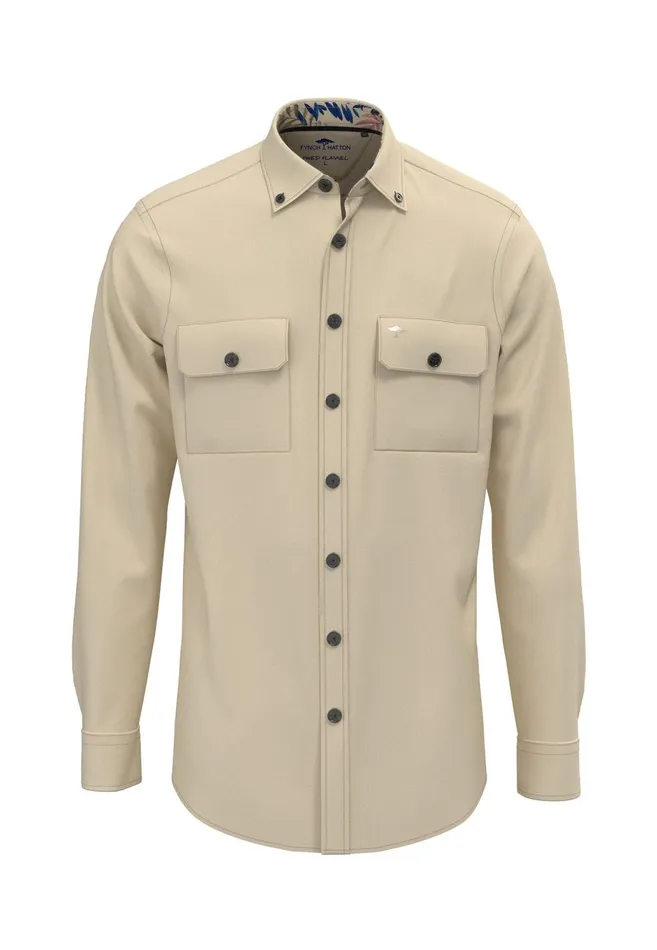 FYNCHHATTON Shirt With Buttondown Collar In Plain Colors Navyolivestone Men Shirts