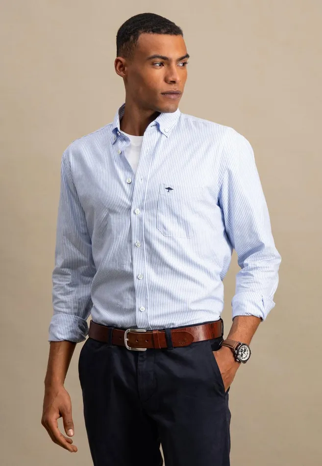 FYNCHHATTON Soft Oxford Shirt Made Of Cotton Light Blue Stripelight Bluenavywhitelight Blue Checkpinkpink Stripe Men Shirts