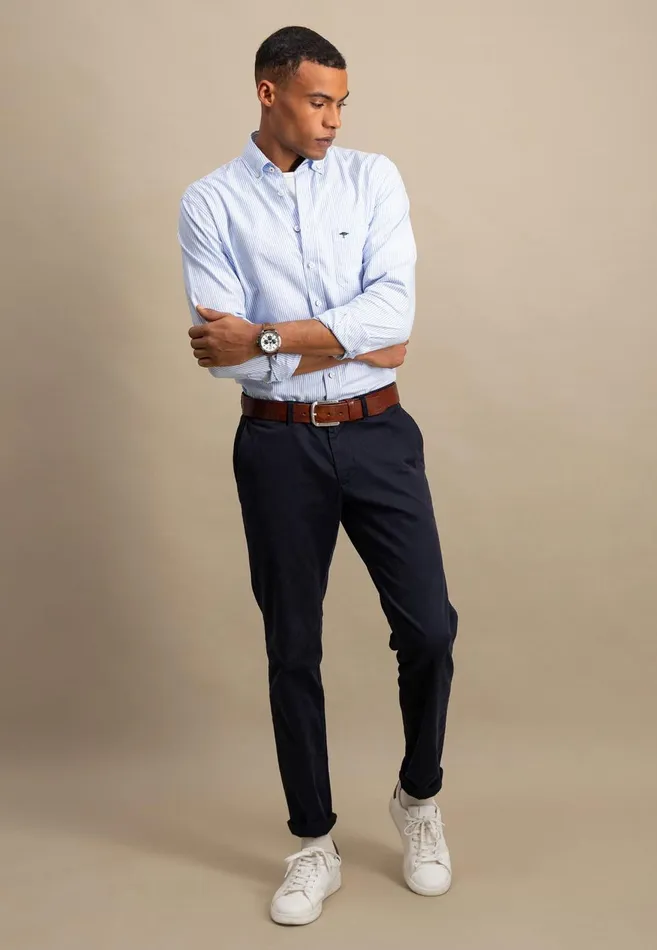 FYNCHHATTON Soft Oxford Shirt Made Of Cotton Light Blue Stripelight Bluenavywhitelight Blue Checkpinkpink Stripe Men Shirts