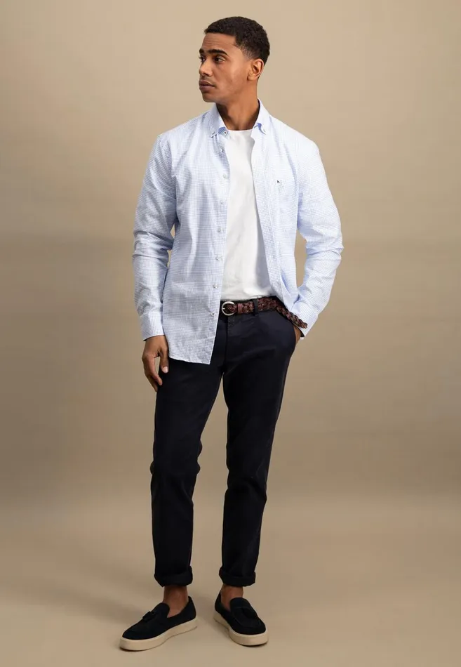 FYNCHHATTON Soft Oxford Shirt Made Of Cotton Light Blue Stripelight Bluenavywhitelight Blue Checkpinkpink Stripe Men Shirts
