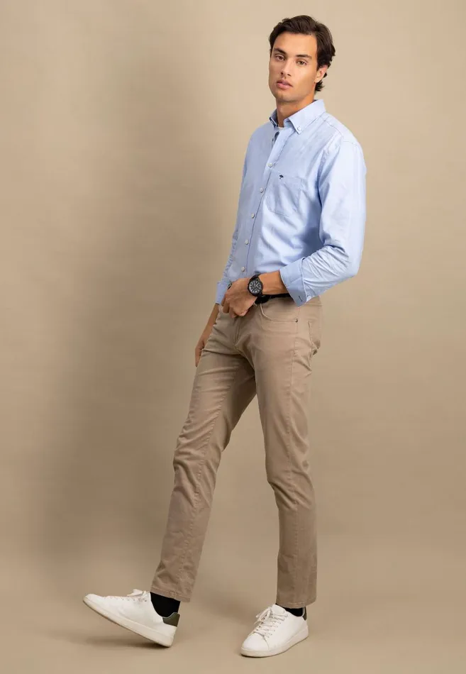FYNCHHATTON Soft Oxford Shirt Made Of Cotton Light Blue Stripelight Bluenavywhitelight Blue Checkpinkpink Stripe Men Shirts