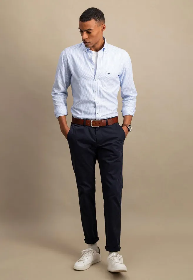 FYNCHHATTON Soft Oxford Shirt Made Of Cotton Light Blue Stripelight Bluenavywhitelight Blue Checkpinkpink Stripe Men Shirts