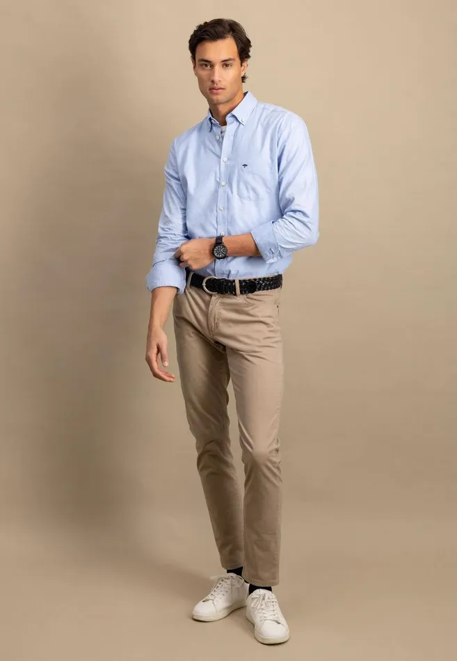 FYNCHHATTON Soft Oxford Shirt Made Of Cotton Light Blue Stripelight Bluenavywhitelight Blue Checkpinkpink Stripe Men Shirts